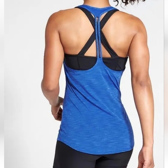 Athleta Box Jump Tank Top Blue With Black Built In Bra Size S - Picture 2 of 14